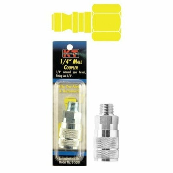 TRU-FLATE Standard Series Coupler, 1/4 in, MNPT, Brass, Zinc, K-T Industries, Mfr#: 6-5004